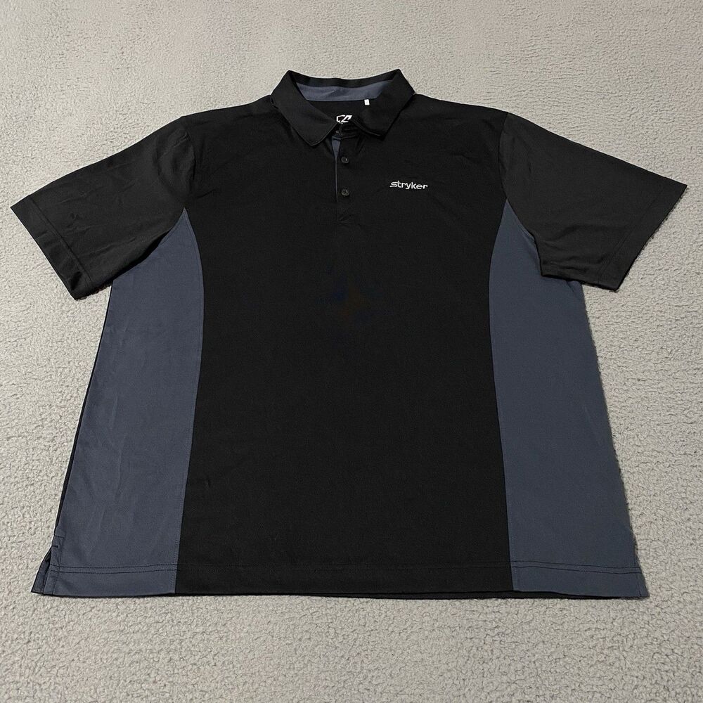 Stryker Polo Shirt Mens XL Black Cutter Buck Medical Device Employee Office Golf